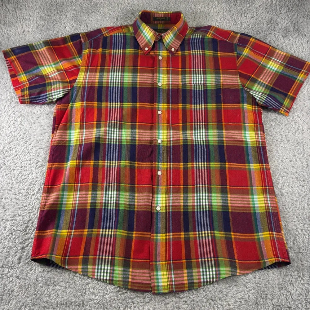 Orvis Signature Collection Mens Large Multi Color Plaid Cotton Shirt - Picture 2 of 8